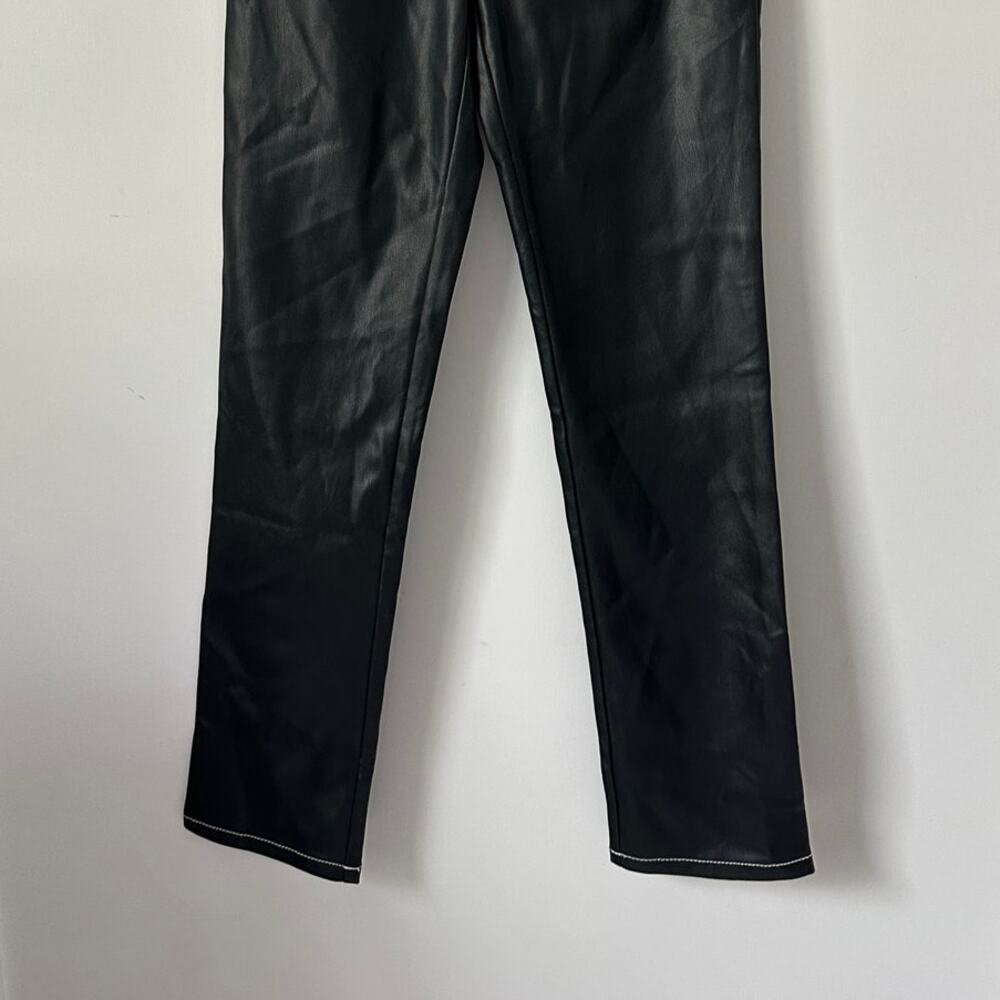 STAUD Faux Leather Pants with White Contrasting Stitching size 0 - Picture 7 of 14